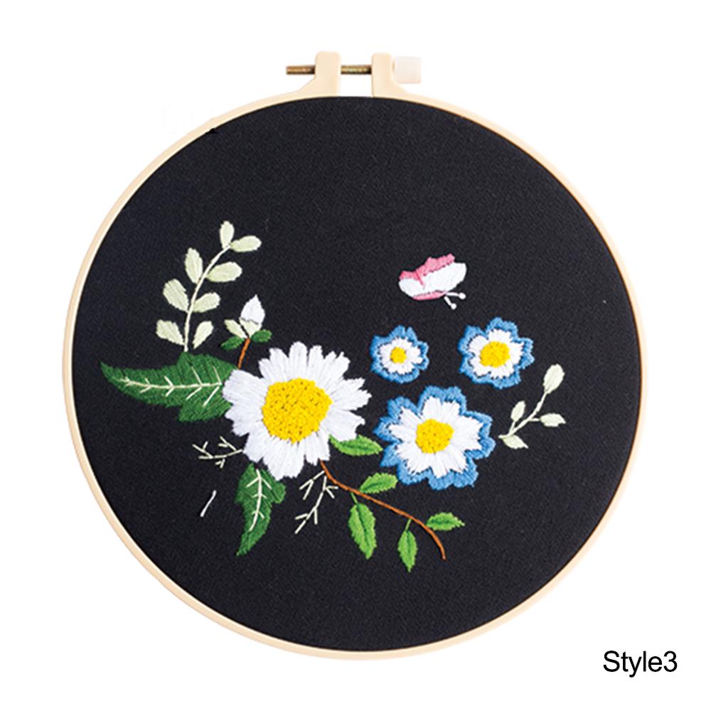 DIY Stamped Embroidery Kit For Starter Flowers Butterfly Pattern Embroidery Cloth Color Threads Tools Kit 20x20cm: 4