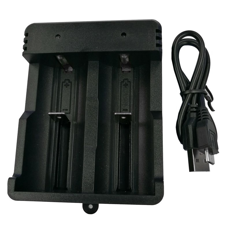 18650 26650 Dual rechargeable battery charger with packing line with charging cable Plastic 13.5*8.5*4.2cm