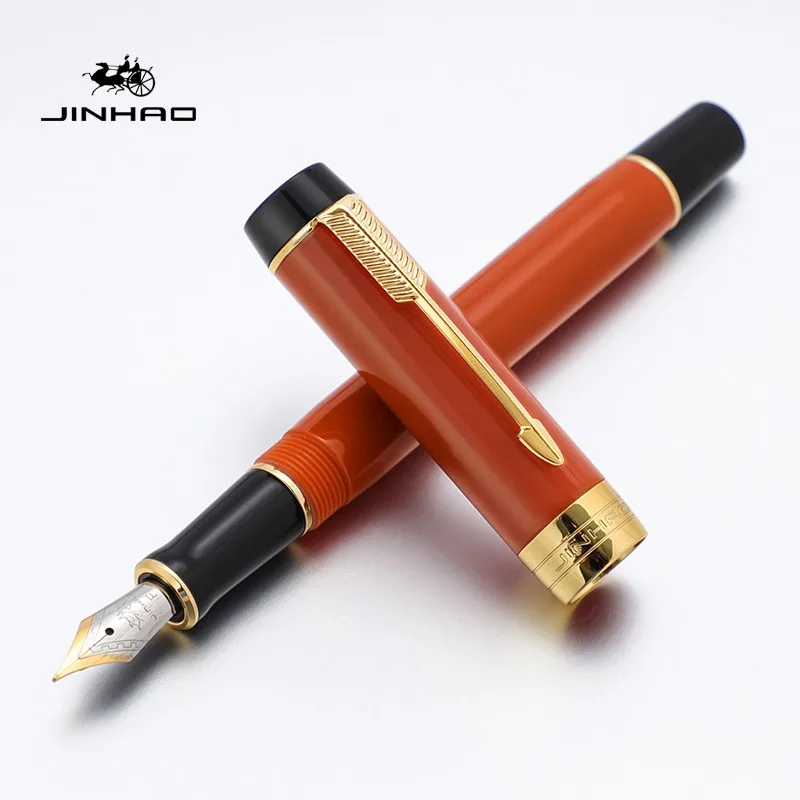 JINHAO 100 Mini Wooden / Resin Fountain Pen Centennial Golden Clip Fine Nib Writing Ink Pen School Office Supplies Stationery