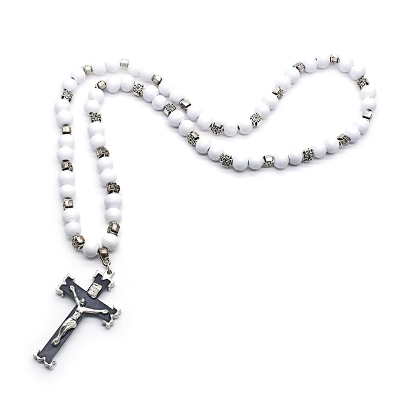 Rukouskaulakoru jeesus christ risti riipus kaulakorut metalliseos helmi pitkäketjuinen unisex kristillisiä koruja