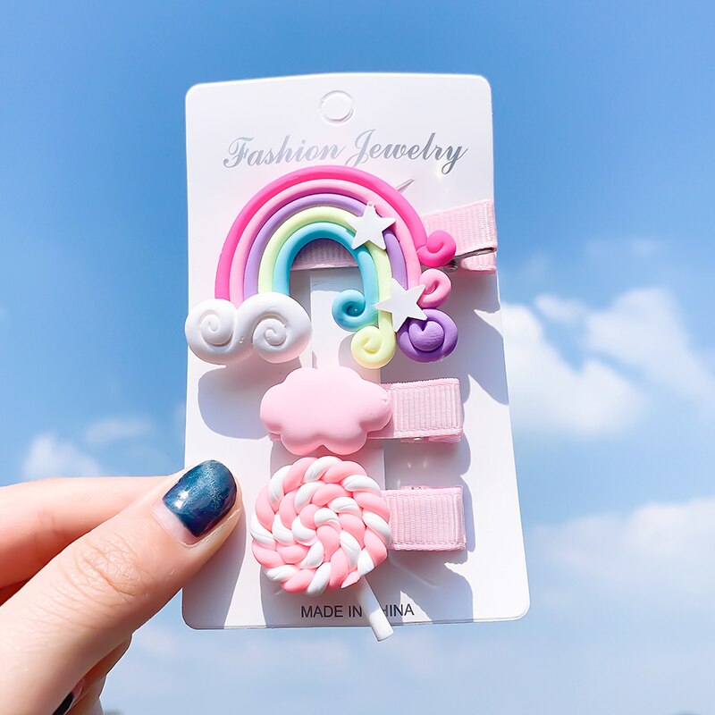 [Xwen]Korean Candy Color Edge Clip Rainbow Hairwear Lollipop Bangs Cute Girl Kids Hairpin Simple Hair Accessories OH1337: 16