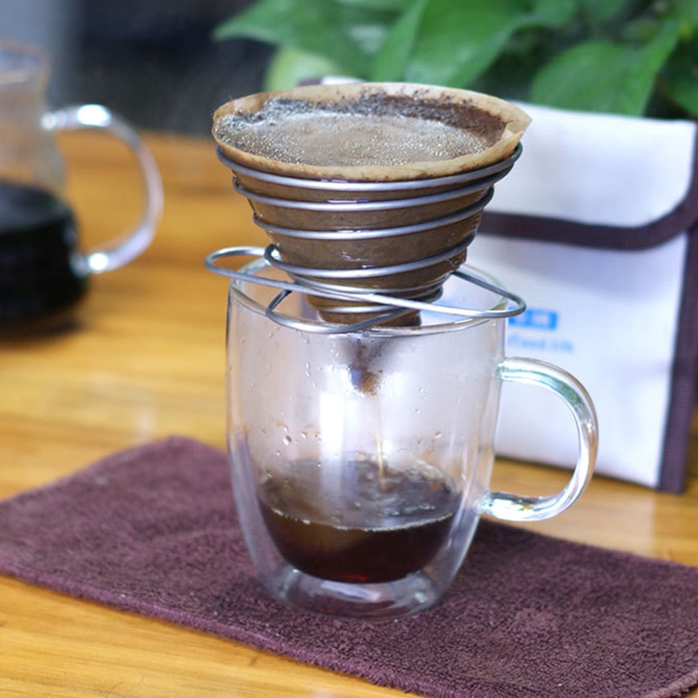 Reise Camping Tropf Gießen Über Edelstahl Kaffee Filter Halfter Büro Tassen Küche Werkzeuge Faltbare Mehrweg Kegel Hause