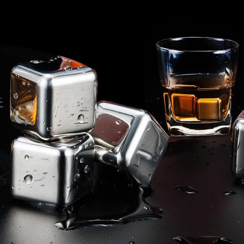 Whisky Stones Ice Cubes Set Reusable Food Grade Stainless Steel Wine Cooling Cube Chilling Rock Party Bar Tool