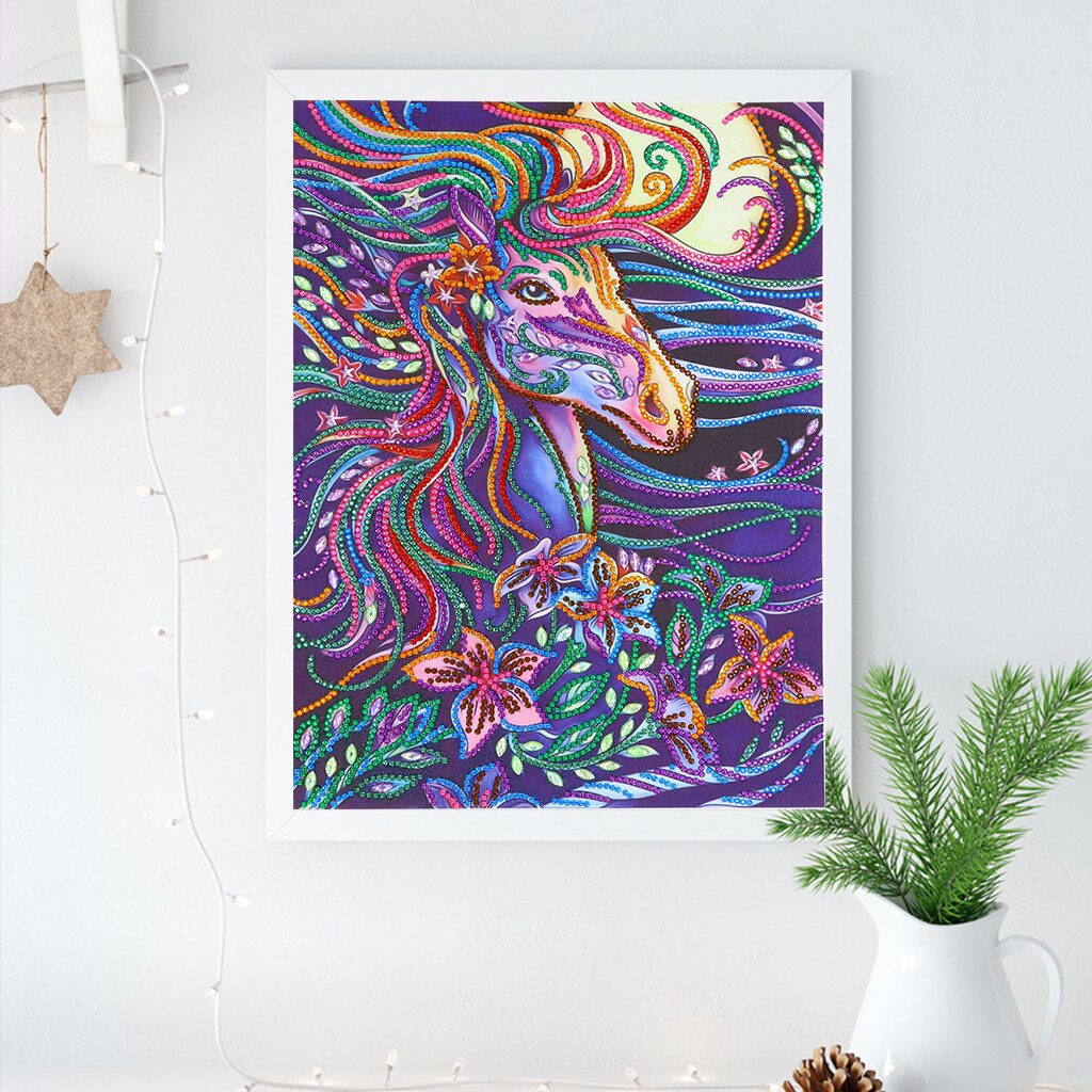 5D Special Shaped Diamond Painting Horse Picture Partial Drilled Diamond Embroidery Cross Stitch Kits Needlework Home Decor