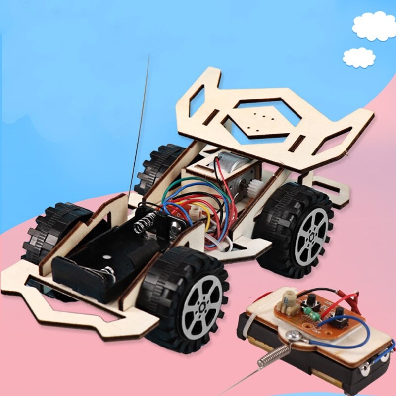 Modelo de coche eléctrico de madera, bloques DIY hechos a mano, juguete de ciencia para montar, Kit DXAD