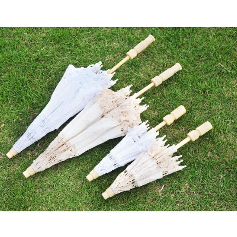 Weißer Spitzen-Regenschirm für Hochzeit, Braut, Restonic, weißer Holzgriff, kreatives Handwerk, Regenschirm, Regen, Frauen, Schießen, Requisiten, verheiratet,