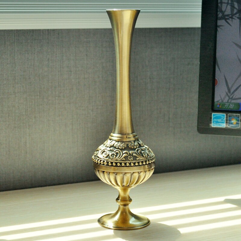 Europæisk retro påfugl vase metal kobber guld/bronze lille vase moderne bord jardinie hjemme dekorativ blomsterflaske/kande: 2