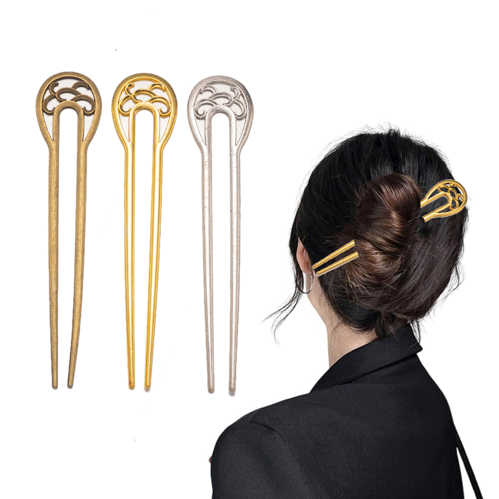 Horquilla clásica en forma de U para mujer y niña, horquillas Vintage para el pelo, 2 puntas, accesorio para el cabello, 1 piezas