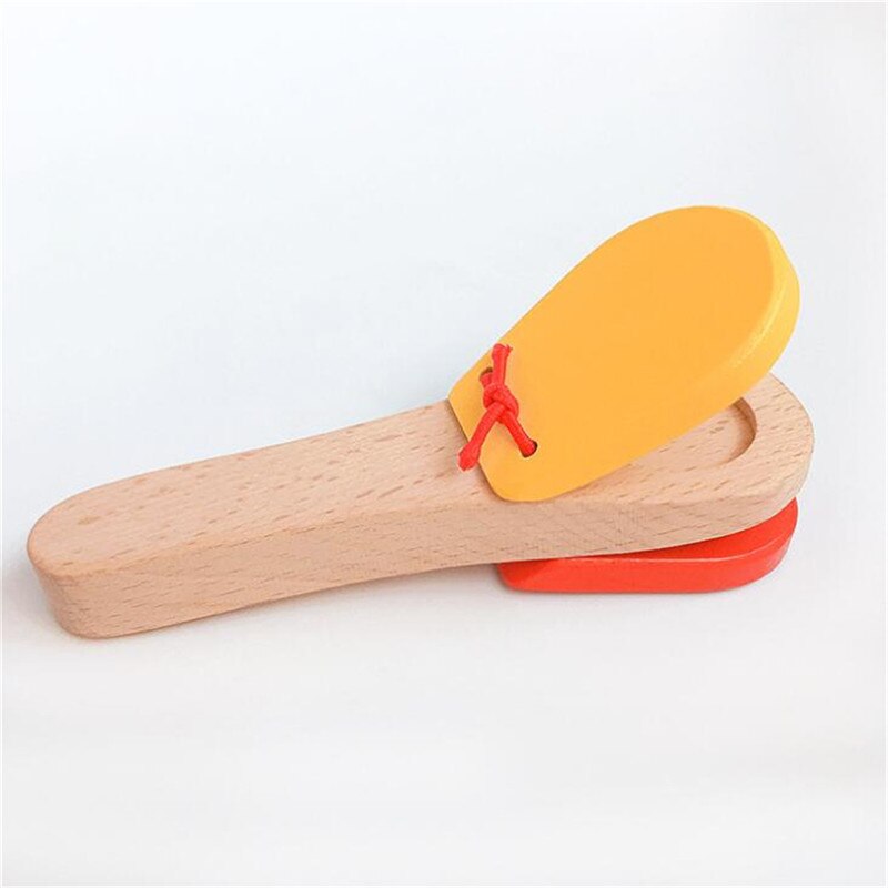 Wooden Percussion Handle Clapping Castanets Board For Baby Musical