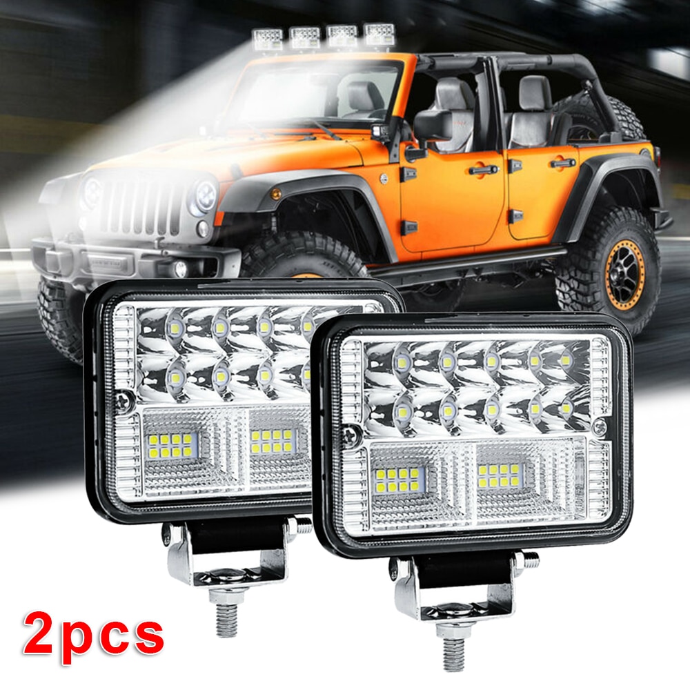 2pcs 4 Inch 12V 78W LED Work Light Bar Flood Pods Driving Off-Road Tractor Lamp Faster On/off Response Time.