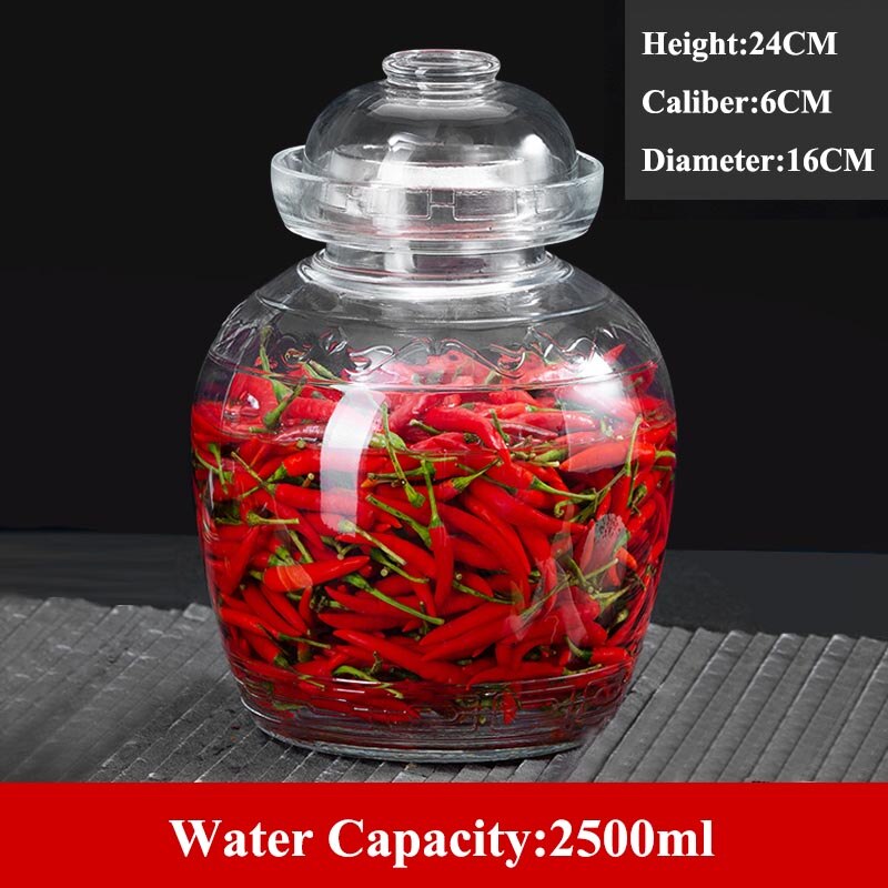 1500/2500 ml Thicken Glass Pickle Jar Home Pickling Pickles Container Kitchen Accessories Kimchi Jars Pickled Storage Tank