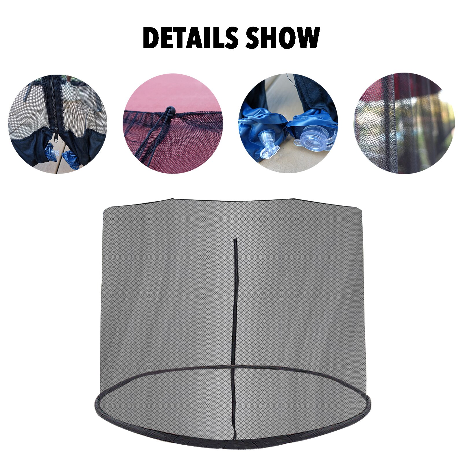 Parasol Filet Camping En Plein Air Table de Parapluie Moustiquaire Fermeture Éclair anti-mouches Parapluie Couverture de Filet de Parasol Mouches Net
