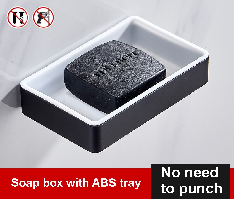 Czarne mydło Dishs łazienka naścienna przestrzeń aluminiowa mydelniczka przyssawka mocna niebrudząca półka na mydło akcesoria łazienkowe: A