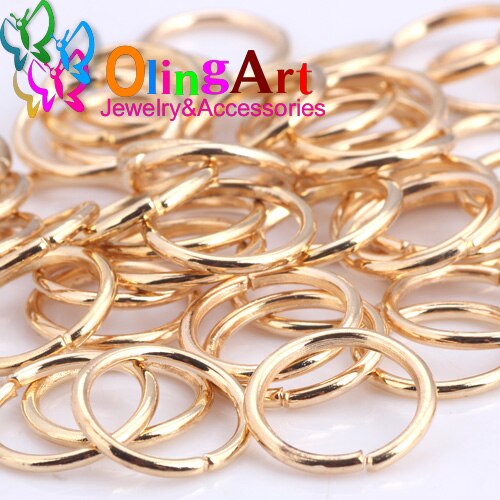 OlingArt KC anello di salto in oro 6mm/9mm/10mm/12mm anello di collegamento formato misto gioielli fai da te fare connettore diametro filo 1.0MM: 12mm  80pcs KCG