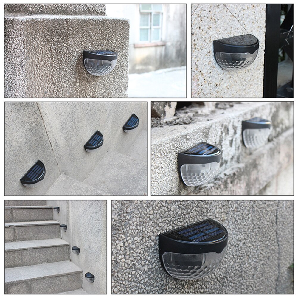 4Pcs/Set Solar Powered Sensor Wall Light Waterproof LED Solar Lamp Auto ON/OFF For Outdoor Pathway Garden Patio Fence Lamp H