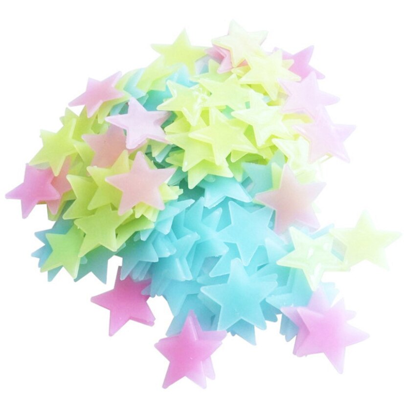 100 pièces Lumineux Autocollants De Mur D'étoiles Fluorescentes Émettant de La Lumière en Trois Dimensions Stickers Muraux DÉCALCOMANIES TRAVAUX MANUELS Pour Enfants Chambres Décor: Multicolor