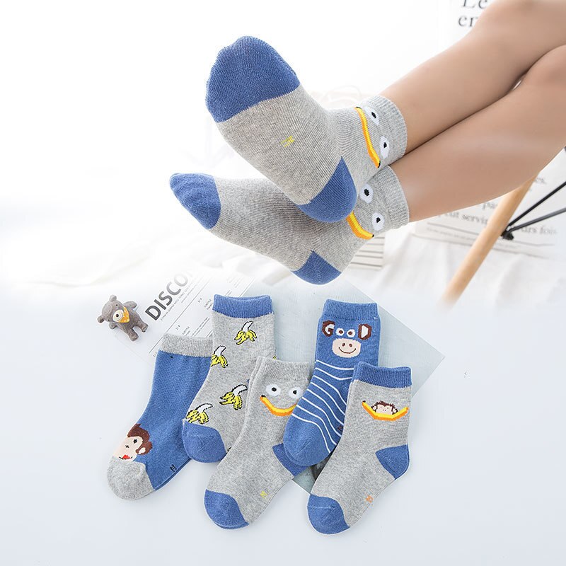 2017 Outono Inverno 5 Pares/lote Resiliência Das Crianças Meias de Algodão Para A Menina Menino Suor Respirável 1-3Y/4-6Y/7-10Y