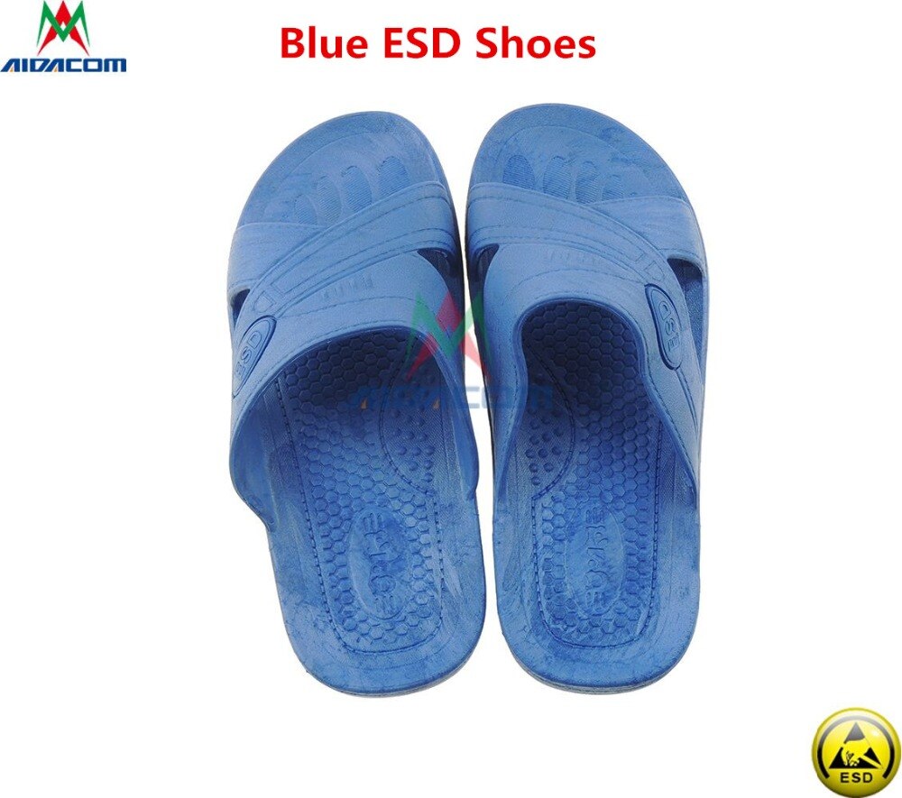 ESD safety working shoes Mans summer ESD anti slip Slipper antistatic anti-skid dust-free for man antistatic sandals shoes: ESD Blue Slipper / 40
