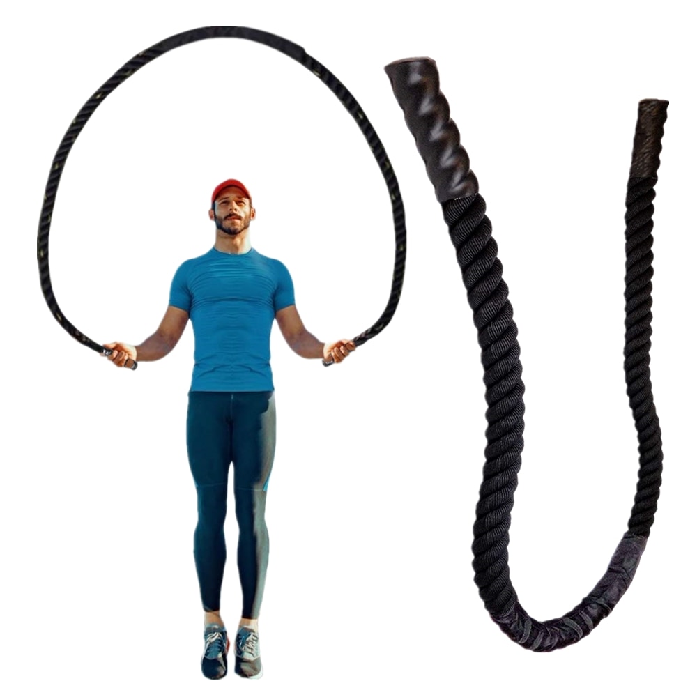 Cuerda pesada para saltar para entrenamiento físico de 25mm, cuerdas de batalla ponderadas para saltar y saltar, mejora la fuerza muscular de construcción, 2,8 m/3m