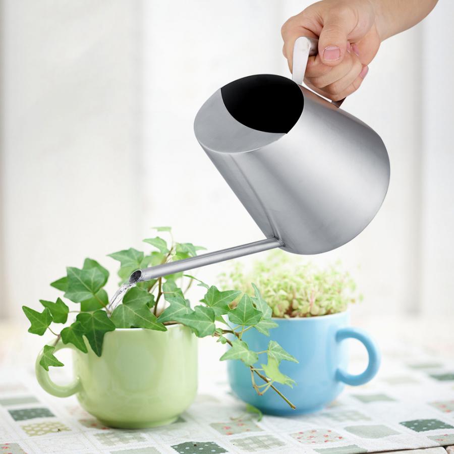 900/1500ml Edelstahl Gießkanne Gebürstet Garten Pflanzen drinnen draussen Pflanze Bewässerung Garten liefert Pflanzen Dusche