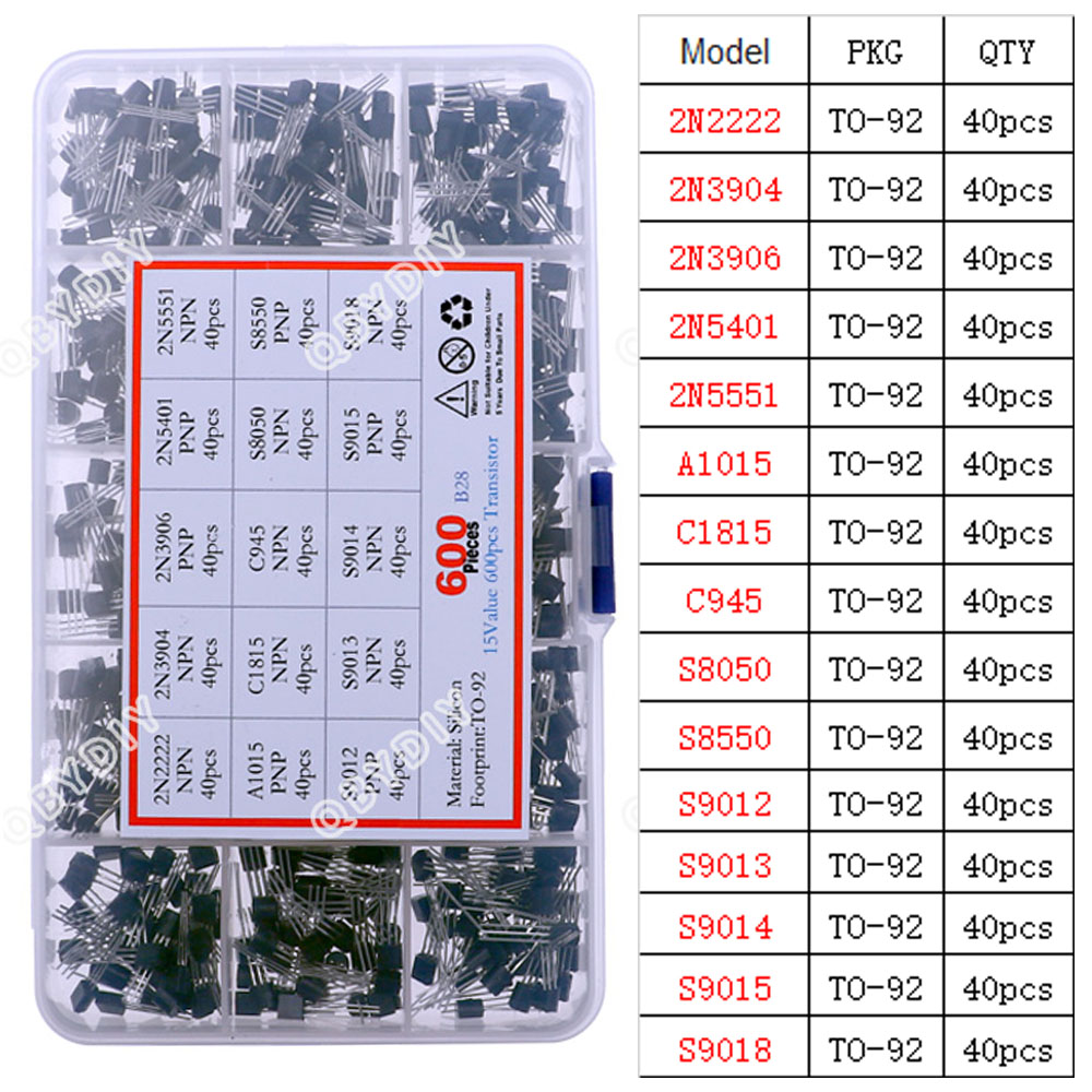 Mosfet Triode tiristor PNP NPN regulador de voltaje Chip Transistor surtido Kit TO-92 TO-126 TO-220 serie DIY caja de juego mixta: Gris