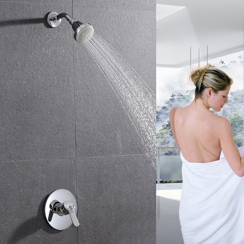 Bathroom Shower Set Wall Mounted Cold Water Tap Concealed Nozzle Shower Set Rainfall Rain Shower Head Single Lever for Hotel