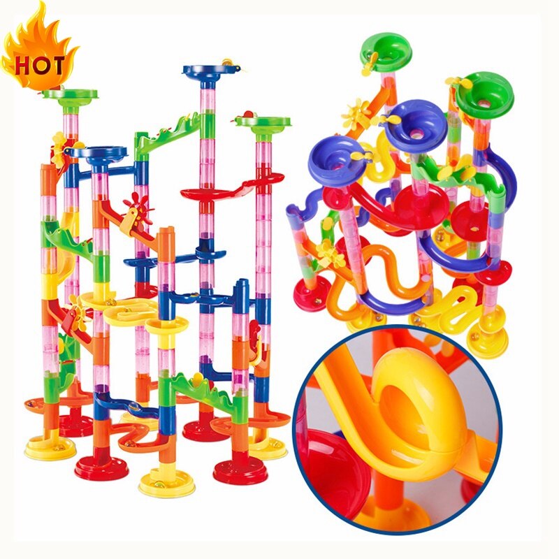 Marble Race Run Maze Balls Track DIY Construction Building Blocks Funnel Slide Big Building Brick