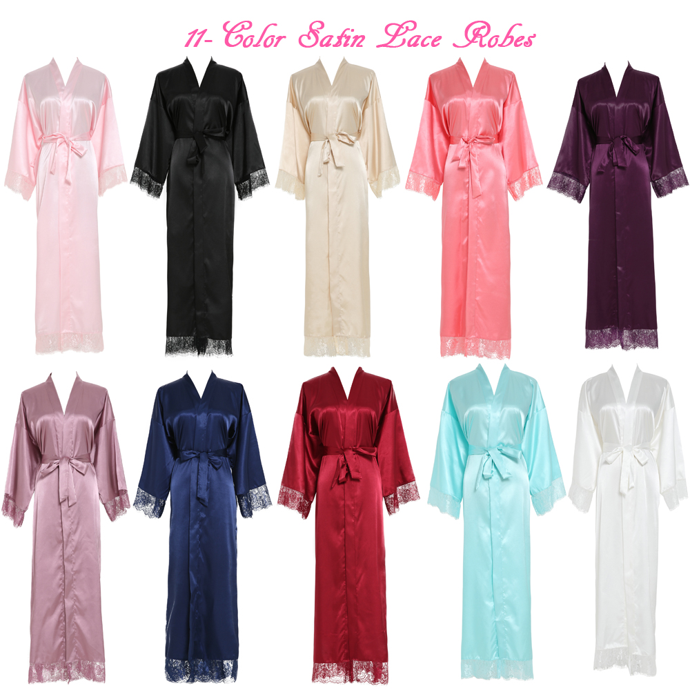 Owiter Brautjungfer mauve Lange Große Ebene murmeln Braut Kimono Seide Satin- Nacht Kleid Kleid Hochzeit Roben Bademantel Spitze Kleid Damen