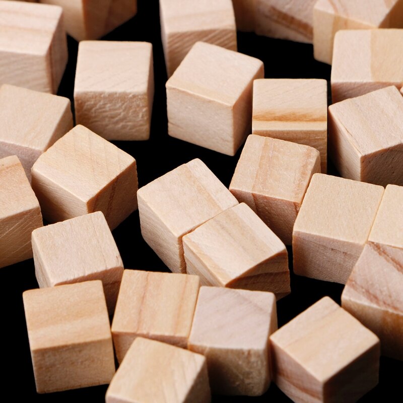 25 Mm Houten Vierkante Blokken Mini Kubussen Verfraaiing Voor Houtwerk Craft Diy