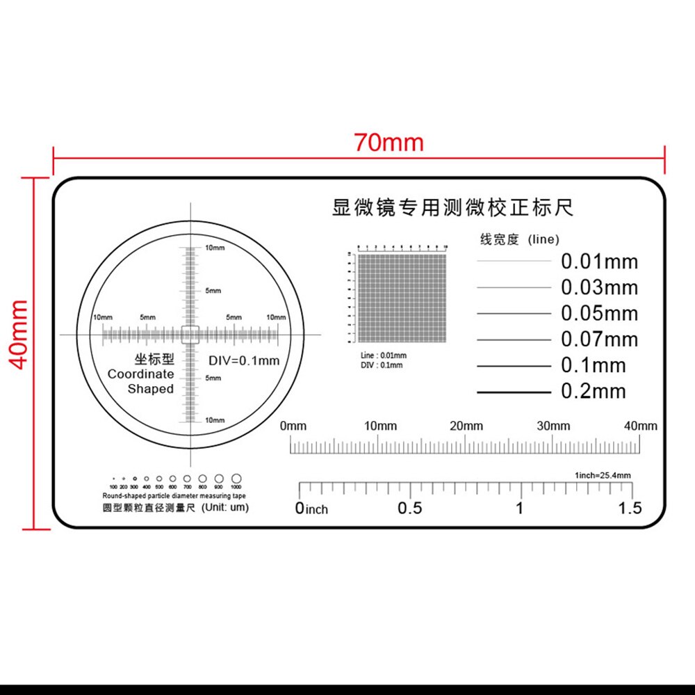 Weiche Lineal Mikroskop Mikrometer Kalibrierung Rutsche Linie Breite Partikel Durchmesser Messung Werkzeug Hohe Präzision Film Punkt Messgerät: 2
