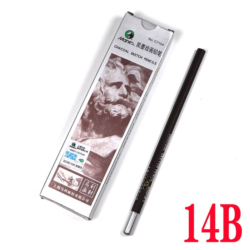 12pcs / box wooden sketch drawing writing pencil art DIY complete set 2B / 4B / 6B / 10B / 12B / 14B: 7104-14B