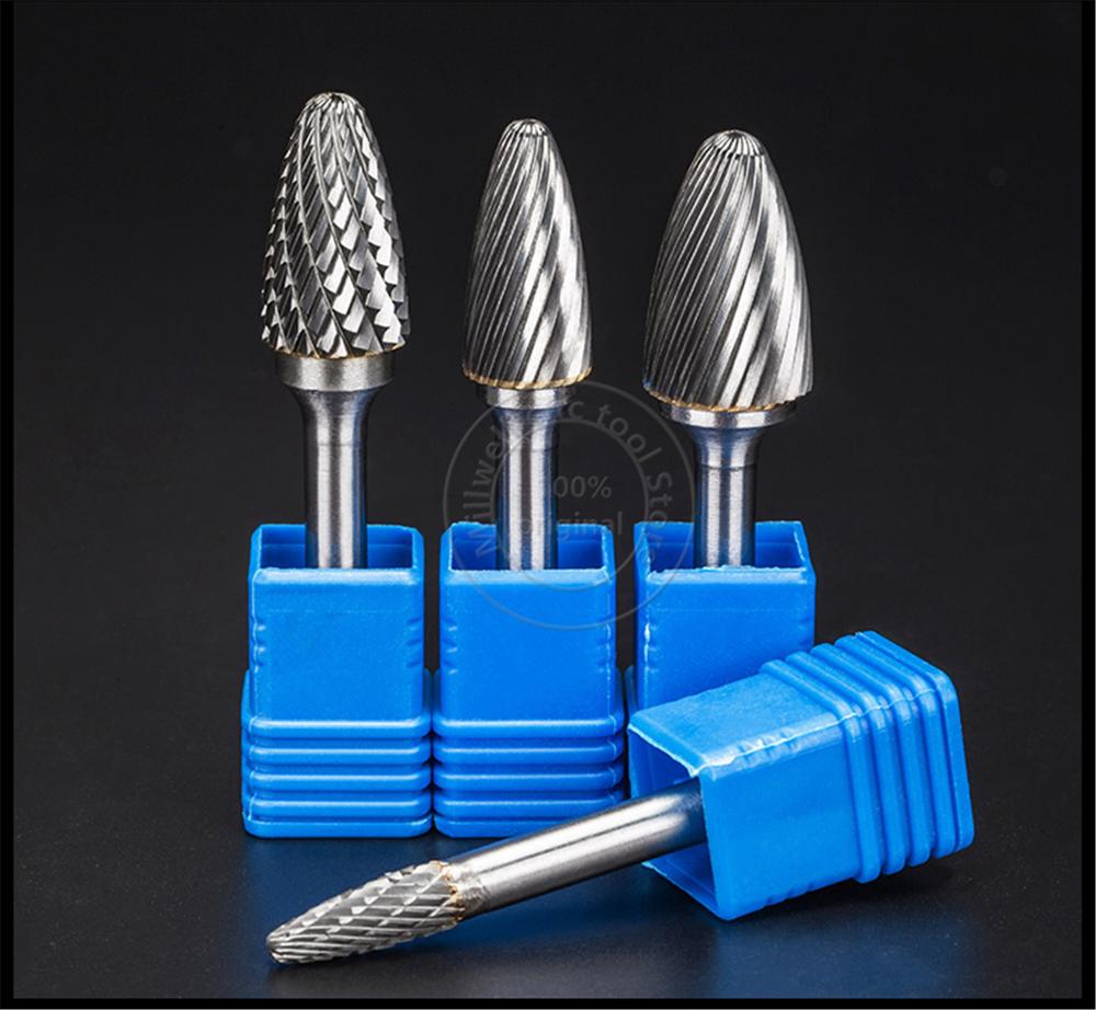 1pcs-free Vhm Tungsten Staal Frees, 6Mm Schacht F Type Metalen Elektrische Slijpen Hoofd, polijsten Tool