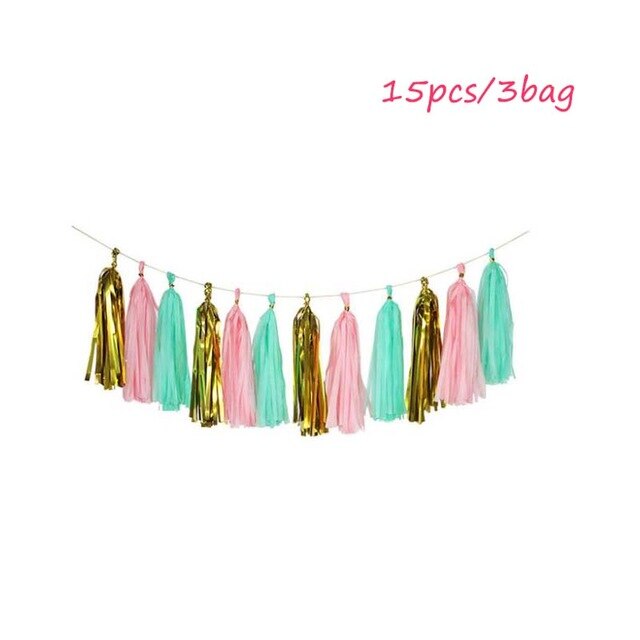 20 st silkespapper tofs krans rosa blå banderoll papper gör det själv fest krans för födelsedag baby shower bröllopsfest dekorationer: Ljusgrå
