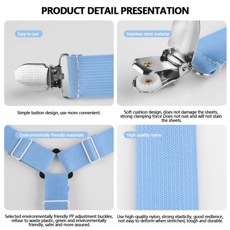 4 Stuks Verstelbare Elastische Laken Clips Grijpers Set Matras Strapsit Beddengoed Linnen Fasteners Manier Zijden Bretels Sheet Houder