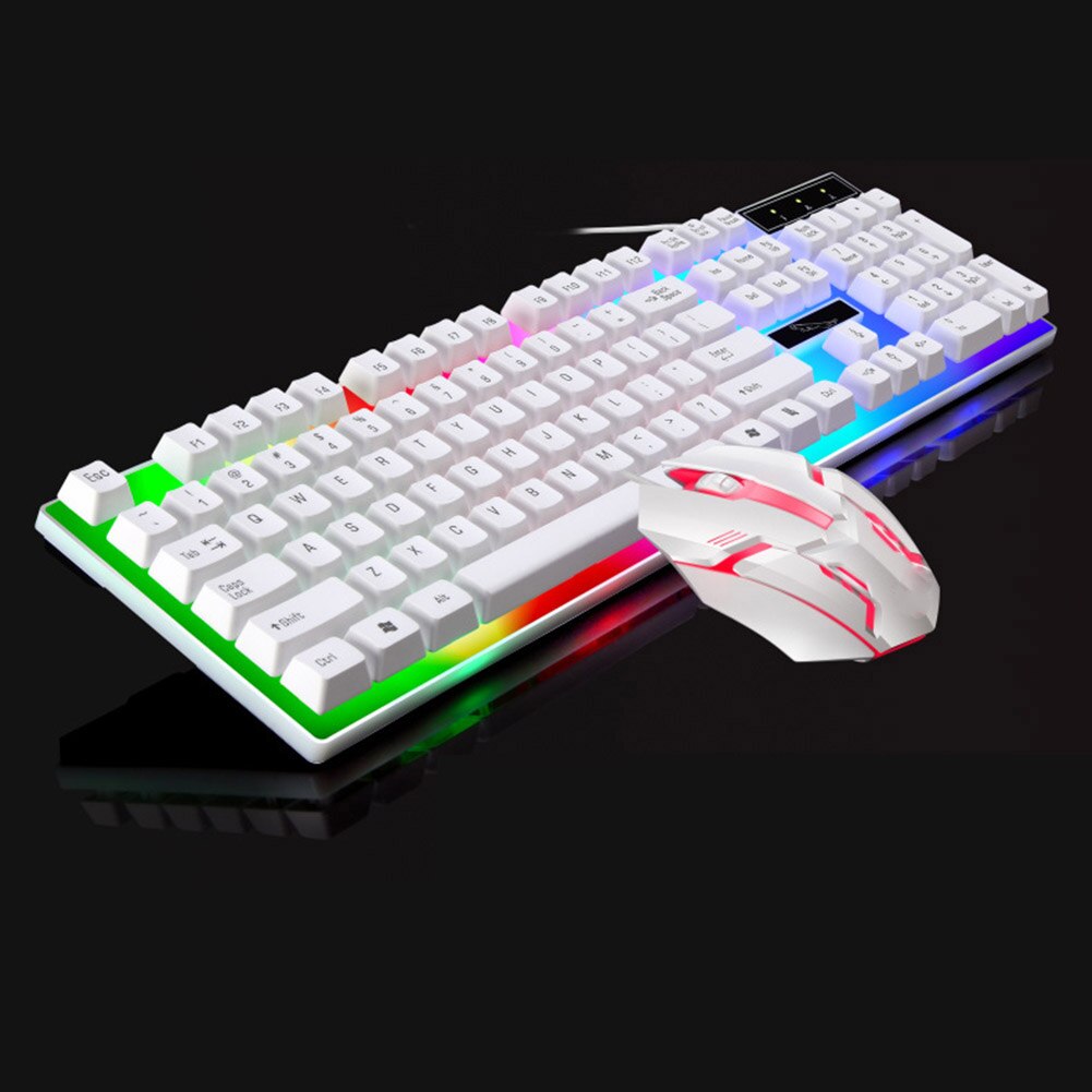 Kablet gaming tastatur og mus sett fargerik led bakgrunnsbelyst usb gaming tastatur mus for bærbar pc spillere nk-shopping