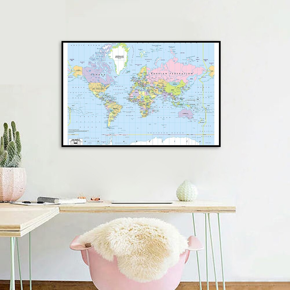 70*50cm The World Map Wall Art Poster Spray Canvas Painting Education School Supplies Living Room Classroom Home Decor