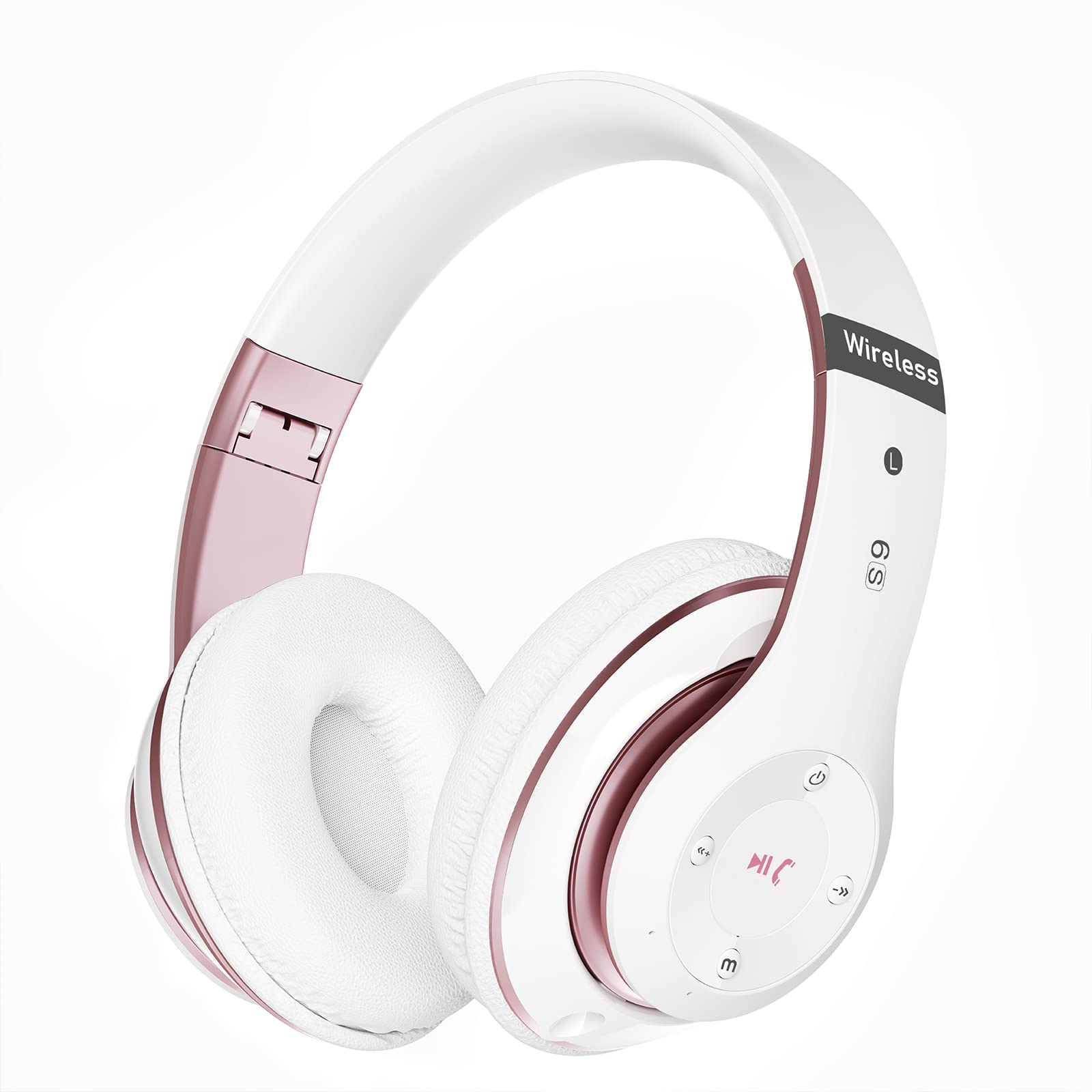 Bluetooth-Kopfhörer über Ohr, 6s faltbare kabellose Kopfhörer mit 6 eq-Modi, 40 Stunden Spielzeit Hifi-Stereo-Headset mit Mikrofon: Rosa