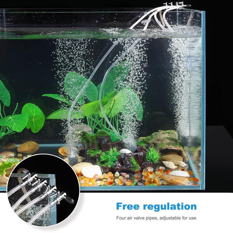 Aquarium Fish Tank Oxygen Dispenser 4-Way Air Flow Control Fish Tank Oxygen Dispenser Distributor Valve With Suction Cup