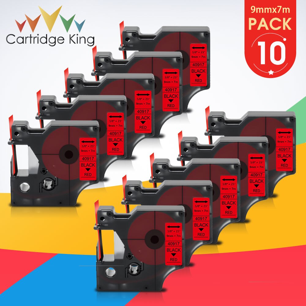 10PK 40913 9mm taśma z etykietami dla D1 DYMO 40913 czarny na białym kompatybilny z DYMO LabelPoint Label Manager 160 280 420P drukarka do etykiet: Black on Red