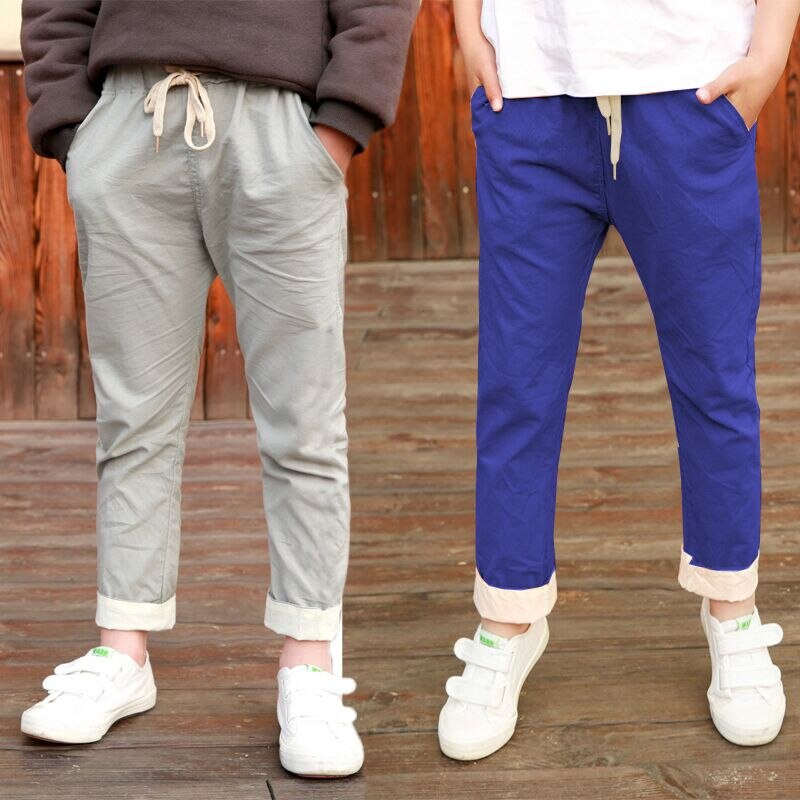 DIIMUU pantaloni sottili estivi pantaloni per ragazzi pantaloni in cotone per bambini pantaloni per bambini stile elastico in vita pantaloni lunghi misura 3 anni: Blue