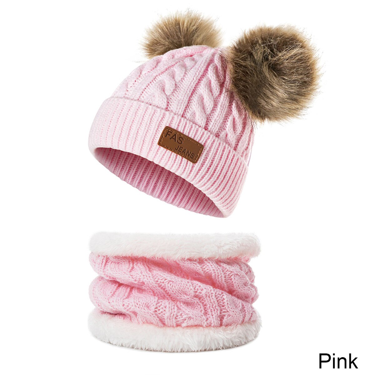 Mltbb Winter Muts En Sjaal Set Voor Kinderen Gebreide Beanie Muts Jongens Meisjes Kinderen Winter Hoed Pom Pom Winter motorkap Ring Sjaals: B