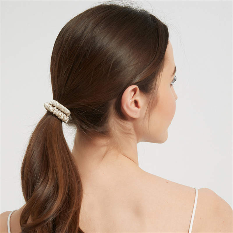 Silk Women's Hair Scrunchie Hairband 1cm wide Elastic Band Ponytail Holder Hair Accessories