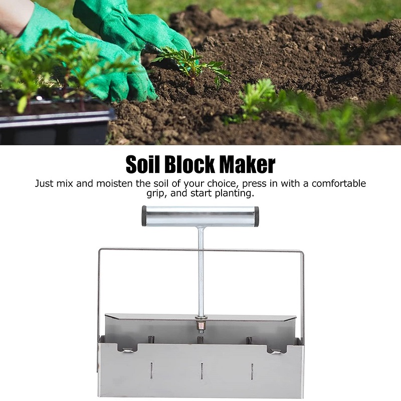 2-Inch Soil Block Maker Soil Blocking Tool Handheld Soil Blocker with Dibbles Dibbers for Garden Prep Seedling Soil Block Maker