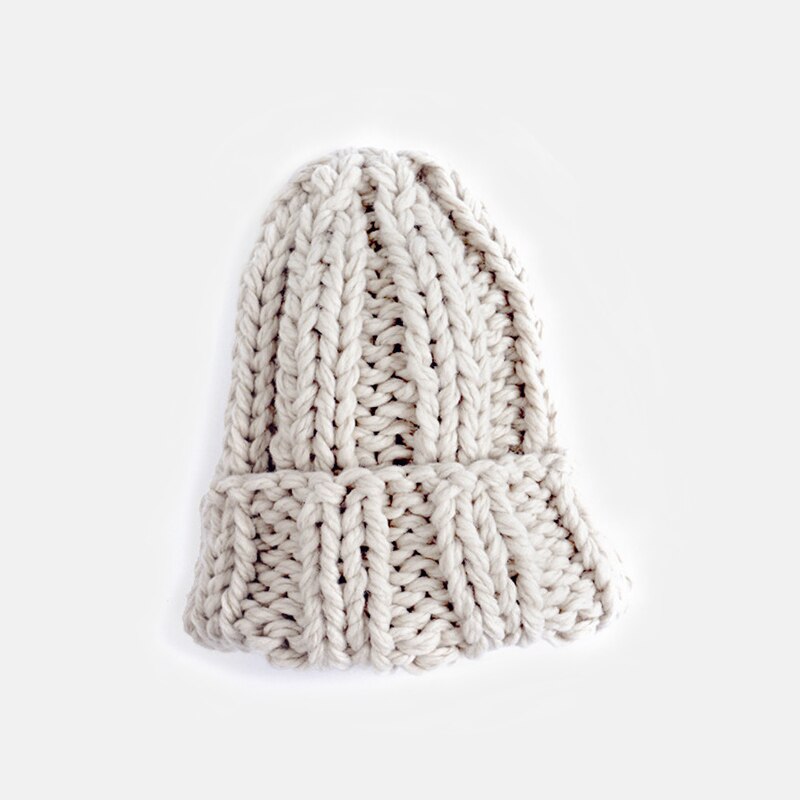Gorro de lana gruesa para mujer, gorros tejidos a la , cómodos, informales, gorros de lana: Green