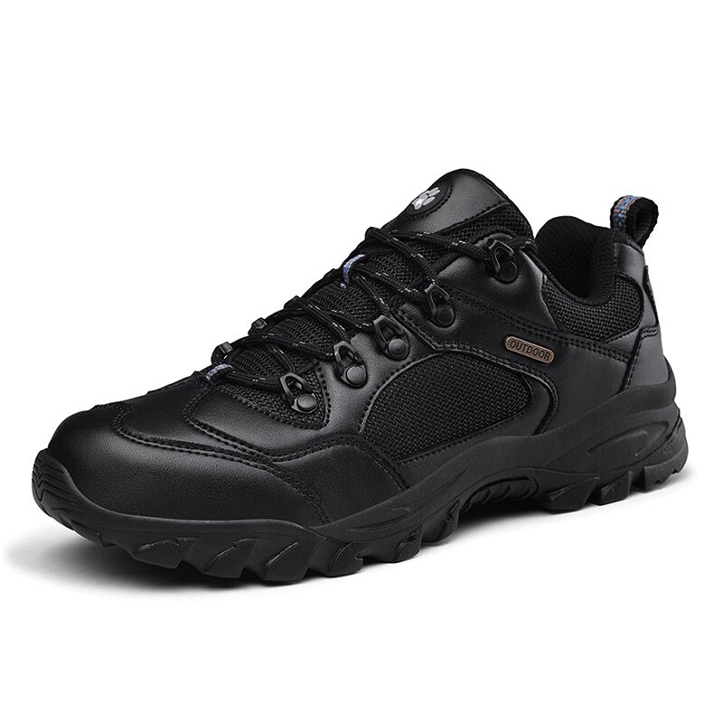 SUROM Autumn Mens Boots Outdoor Non-slip Rubber Shoes Breathable Thick Sole Low Work Boot Super Big Size 39-49 Male Footwear: KQLZ-506-Black / 39