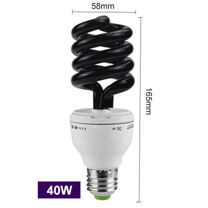 Bombillas UV negras de 13W-40W, luz ultravioleta E27, 220V, 12V, espiral BLB CFL, lámpara insecticida, luz fluorescente: Spiral 40W / 220V