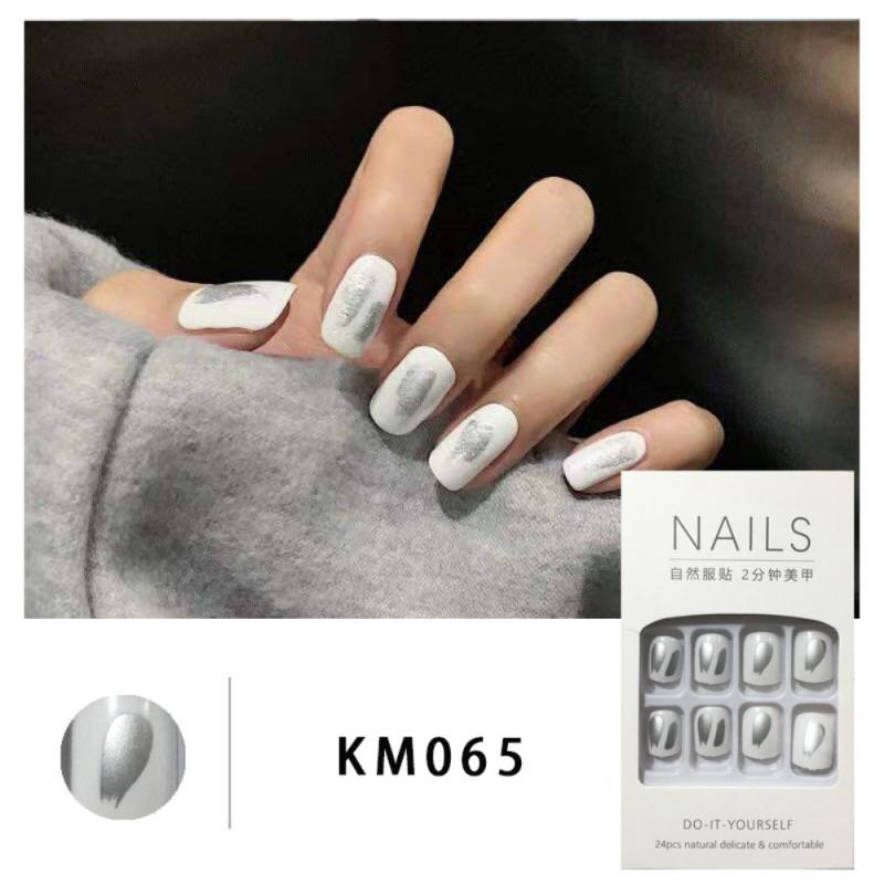 24 sztuk/zestaw biały wzór chmurki projekt sztuczne paznokcie różbyć winnym niebo francuski sztylet pełna pokrywa sztuczne paznokcie klej DIY manicure narzędzia robić paznokci: 08