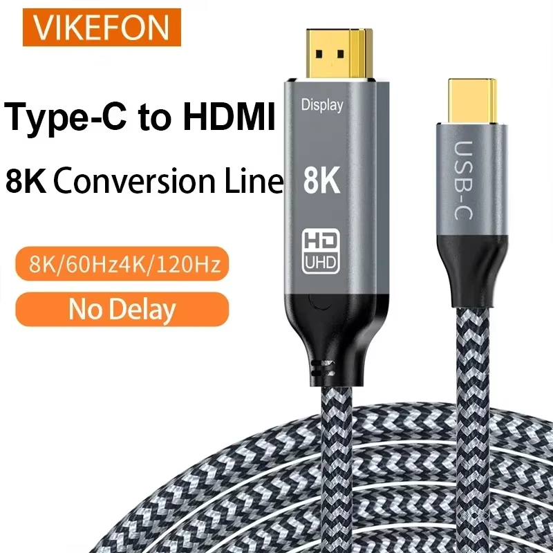 USB C to HDMI Compatibable Cable 8K 4K Type C to HDMI 2.1 8K 60Hz 4K 120Hz for iphone 16 15 14 MacBook Huawei Mate30