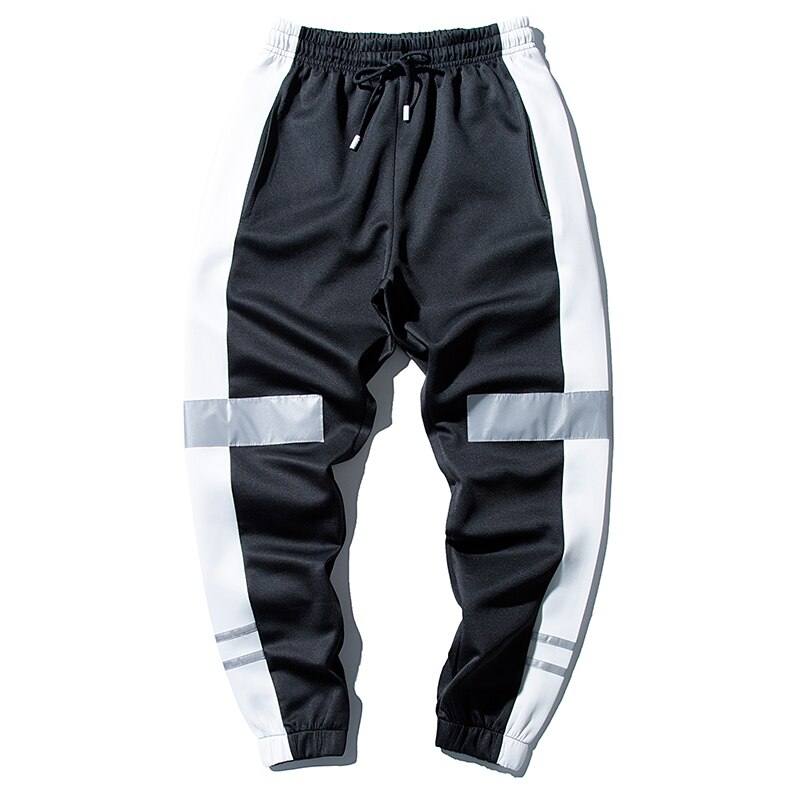 Hombre collegehousut polyesteri spandex heijastavat valoa trendikuvio vapaa-ajan housut streetwear hip hop musta