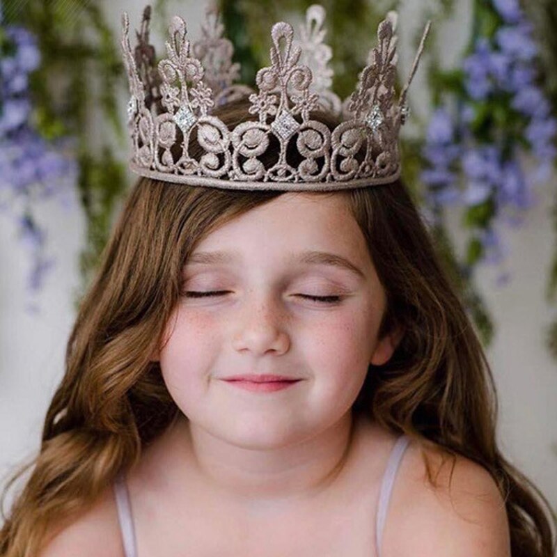 2020New Children's Hair Ornaments Golden Crown Hair Hoop Girl Full Moon Photo Props Parent-child Wedding Birthday Hair Clip